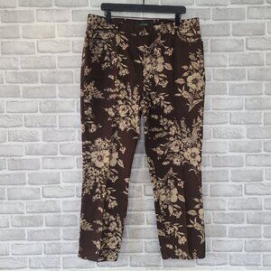 Lauren Ralph Lauren Denim Jeans Brown Tan Floral Stretch Pants